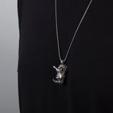 Sterling Silver Rhino Man Necklace, Rhino Head Pendants, Animal Necklaces, Gift For Men's, Gift For Father's, Unique Gift For Father's Day