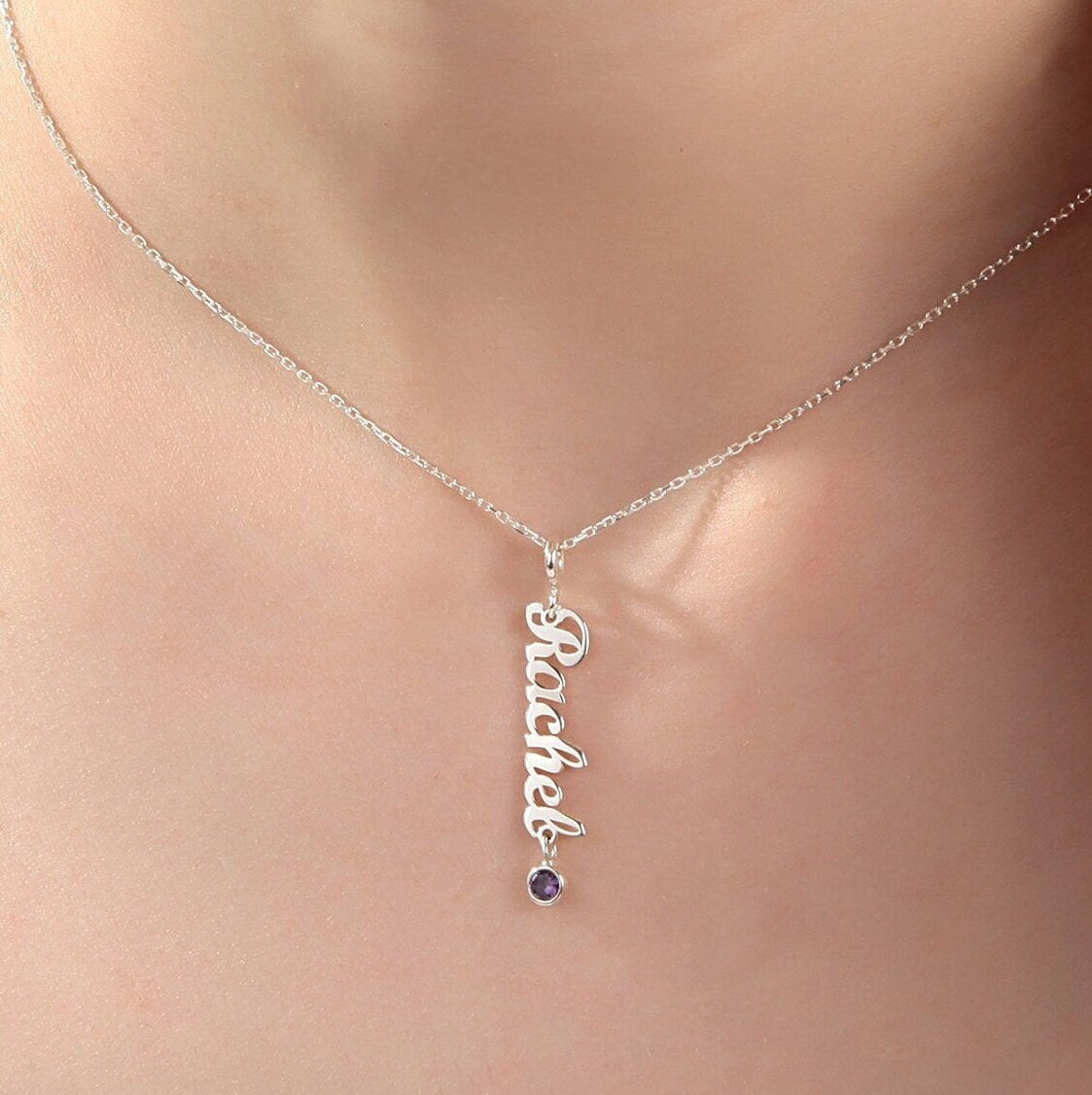 Name Necklace With Birthstone Charm, Gold Custom Name Necklace For Mother, Birthstone Necklace, Gift For New Mothers, Gifts For Mother's Day