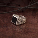 Square Onyx Ring, Black Onyx Silver Ring, Engagement Gift Ring For Man, Wedding Ring For Men, Signet Man Ring, Unique Gift For Father's Day