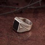 Rectangle Onyx Men Ring, Black Onyx Silver Ring, Wedding Engagement Men Rings, Gift For Men, Signet Man Rings, Unique Gift For Father's Day