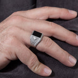 Rectangle Onyx Men Ring, Black Onyx Silver Ring, Wedding Engagement Men Rings, Gift For Men, Signet Man Rings, Unique Gift For Father's Day