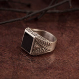 Rectangle Onyx Men Ring, Black Onyx Silver Ring, Wedding Engagement Men Rings, Gift For Men, Signet Man Rings, Unique Gift For Father's Day