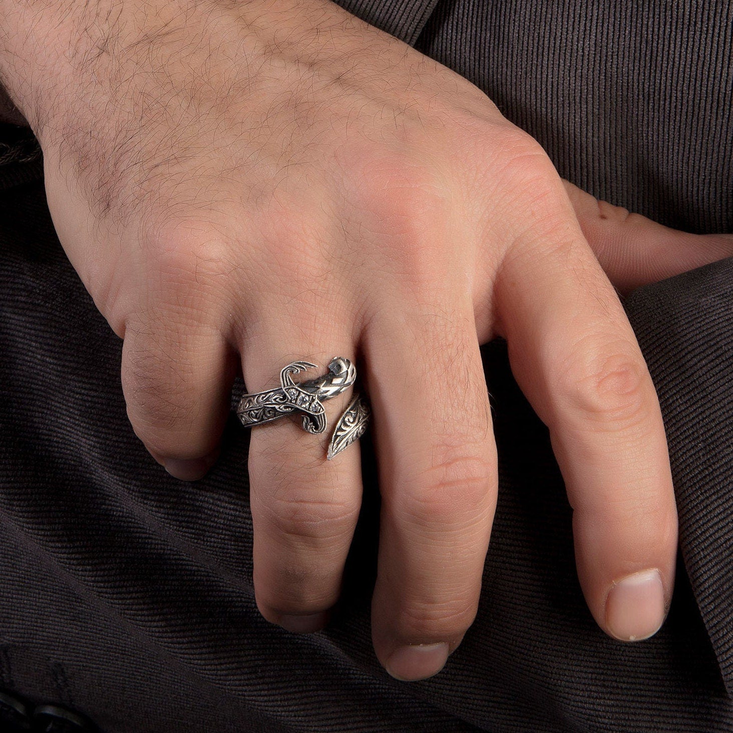 Sterling Silver Sword Rings, Handmade Engraved Rings, Men's Unique Rings, Gift For Husband, Warrior Man Rings, Unique Gift For Father's Day