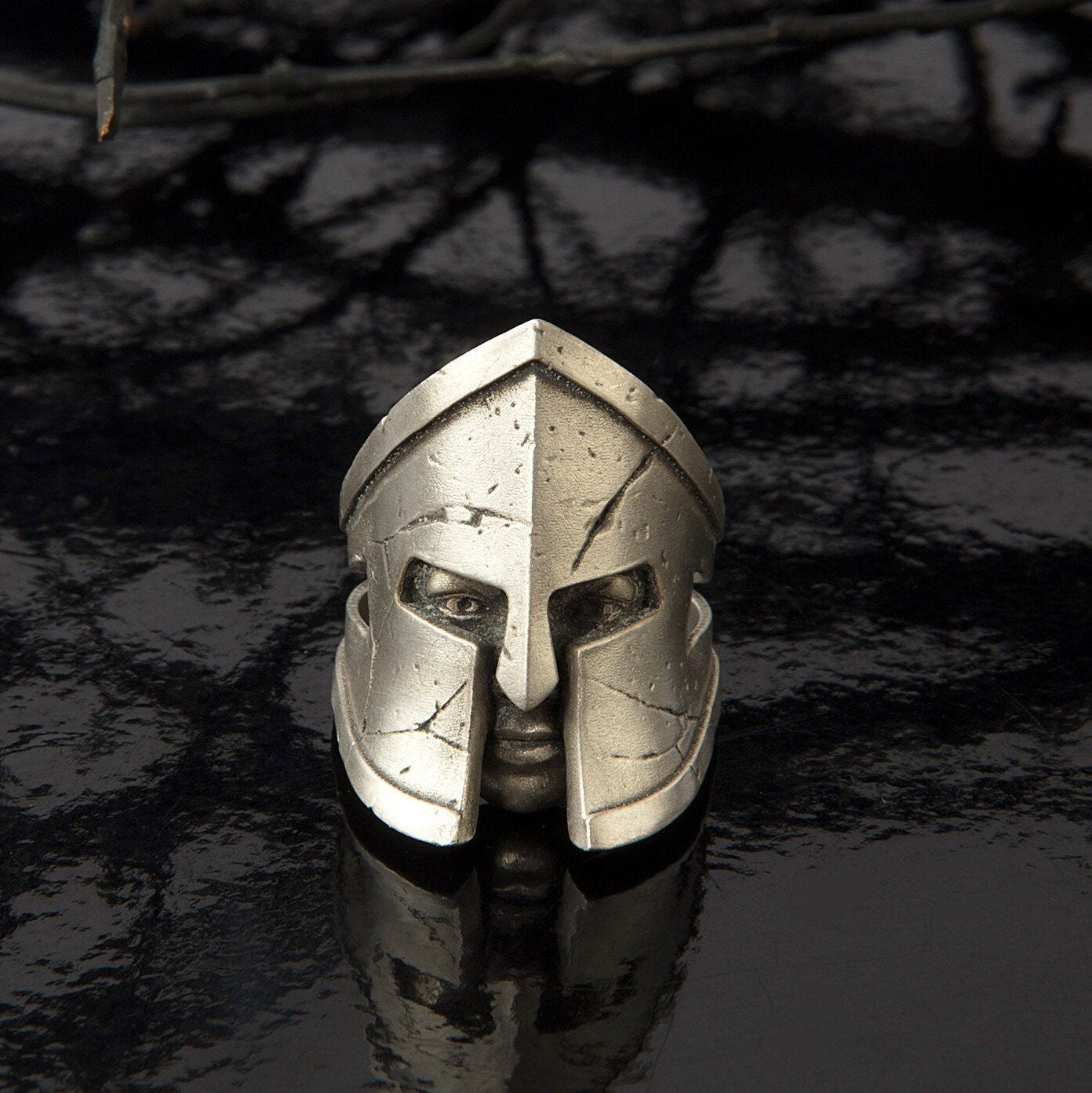 Spartan Soldier Helmet Solid Silver Rings, Greek Warrior Leonidas Ring, Men's Gift Rings, Gift For Boyfriends, Unique Gift For Father's Day