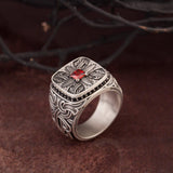 Men's Black Diamond Silver Ring, Garnet Gemstone Ring For Man, Dads Gift, Custom Wedding Engagement Man Rings, Unique Gift For Father's Day