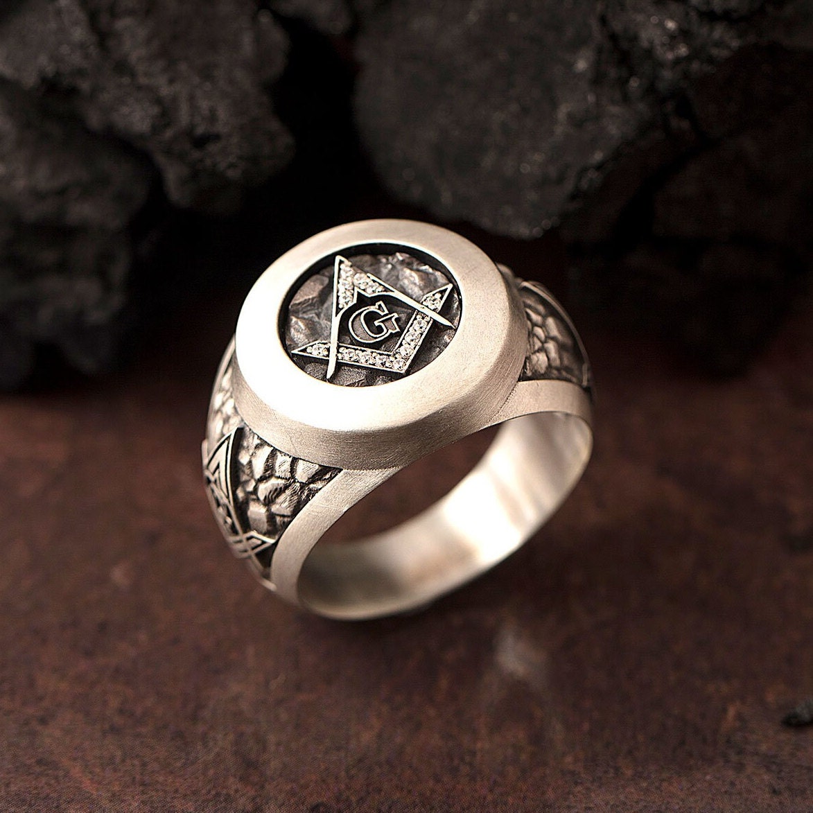 Solid Silver Masonic Rings, Signet Ring For Men, Freemason Rings, Master Mason Rings, Masonic Men's Gift Ring, Unique Gift For Father's Day