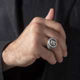 Initial Letter Men Rings, Men's Wedding Ring, Family Signet Man Ring, Silver Family Name Ring, Statement Ring, Unique Gift For Father's Day