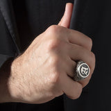 Initial Letter Men Rings, Men's Wedding Ring, Family Signet Man Ring, Silver Family Name Ring, Statement Ring, Unique Gift For Father's Day