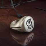 Solid Silver Signet Rings, Men's Wedding Ring, Statement Ring, Personalized Gifts, Name Letter Ring For Men's, Unique Gift For Father's Day