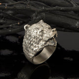 Silver Bear Ring, Wild Angry Bear Ring, Statement Man Ring, Gift For Men, Bear Head Ring, Animal Signet Rings, Unique Gift For Father's Day