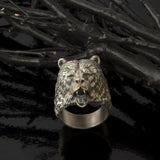 Silver Bear Ring, Wild Angry Bear Ring, Statement Man Ring, Gift For Men, Bear Head Ring, Animal Signet Rings, Unique Gift For Father's Day