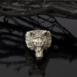 Silver Wolf Rings, Wild Angry Wolf Ring, Statement Men Rings, Oxidized Animal Rings, Wolf Head Statement Ring, Unique Gift For Father's Day