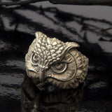 Silver Owl Rings, Handmade Owl Rings, Unisex Statement Rings, Oxidized Animal Signet Rings, Gift For Fathers, Unique Gift For Father's Day
