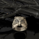 Silver Owl Rings, Handmade Owl Rings, Unisex Statement Rings, Oxidized Animal Signet Rings, Gift For Fathers, Unique Gift For Father's Day