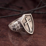 Silver Cross Ring, Men's Signet Ring, Christian Rings, Religious Rings, Religious Men Jewelry, Crucifix Rings, Unique Gift For Father's Day