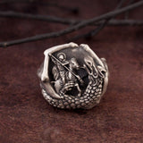Sterling Silver Saint George Rings, Religious Jewelry For Men, St George Protect Us, Christian Statement Ring, Unique Gift For Father's Day