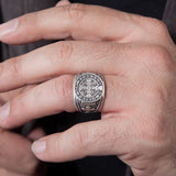 St Benedict Medal Cross Ring, Silver Signet Man Ring, Men's Religious Jewelry, St Benedict Ring, Ring For Men, Unique Gift For Father's Day