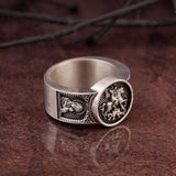 Saint George With The Dragon Ring, 925K Silver St George Ring, Religious Gifts For Men, Christian Signet Rings, Unique Gift For Father's Day