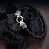 Sterling Silver Bear Bracelet, Wild Bear Head Bracelet, Men's Leather Bracelet, Gift For Men, Animal Bracelet, Unique Gift For Father's Day