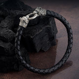 Sterling Silver Bear Bracelet, Wild Bear Head Bracelet, Men's Leather Bracelet, Gift For Men, Animal Bracelet, Unique Gift For Father's Day