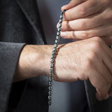 Men's Sterling Silver Chain Bracelet, Bali Byzantine Silver Chain, Oxidized Silver Chain Bracelet, Mens Gifts, Unique Gift For Father's Day