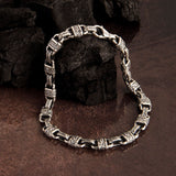 Silver Chunky Bracelets, Silver Byzantine Chains, Silver Handmade Engraved Bracelet, Father's Silver Bracelet, Unique Gift For Father's Day