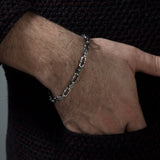 925 Solid Silver Chunky Chains, Engraved Chains, Handmade Chain Bracelets For Man, Unique Bracelet Dads Gifts, Unique Gift For Father's Day