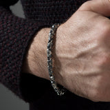 Cross Engraved Chain Bracelet, Sterling Silver Oxidized Unique Chain Man Bracelets, Crucifix Bracelet For Men, Unique Gift For Father's Day