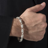 Sterling Silver Chain Bracelets For Men, Byzantine Chain Bracelet, Fleur de lis Bracelet, Gift For Boyfriends, Unique Gift For Father's Day