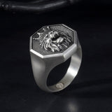 Handmade Silver Lion Statement Ring, Signet Lion Ring For Men, Gift For Fathers, Mens Jewelry, Lion Head Ring, Unique Gift For Father's Day