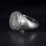 Sterling Silver Family Tree Ring, Tree Of Life Signet Rings, Boho Viking Men Rings, Scandinavian Men Jewelry, Unique Gift For Father's Day