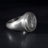 Sterling Silver Family Tree Ring, Tree Of Life Signet Rings, Boho Viking Men Rings, Scandinavian Men Jewelry, Unique Gift For Father's Day