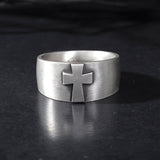 Silver Cross Rings For Men, Crucifix Statement Rings, Wedding Man Band, Religious Jewelry For Men, Fathers Gift,