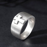 Silver Cross Rings For Men, Crucifix Statement Rings, Wedding Man Band, Religious Jewelry For Men, Fathers Gift,