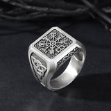Men's Silver Compass Rings, Viking Compass Ring, Vegvisir Ring With Nordic Symbols, Life Of Tree Ring For Man, Unique Gift For Father's Day