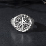 Sterling Silver Compass Rings For Men, Nautical Compass Ring, Gift for Boyfriends, Silver Jewelry for Marines, Unique Gift For Father's Day