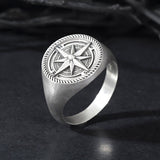 Sterling Silver Compass Rings For Men, Nautical Compass Ring, Gift for Boyfriends, Silver Jewelry for Marines, Unique Gift For Father's Day