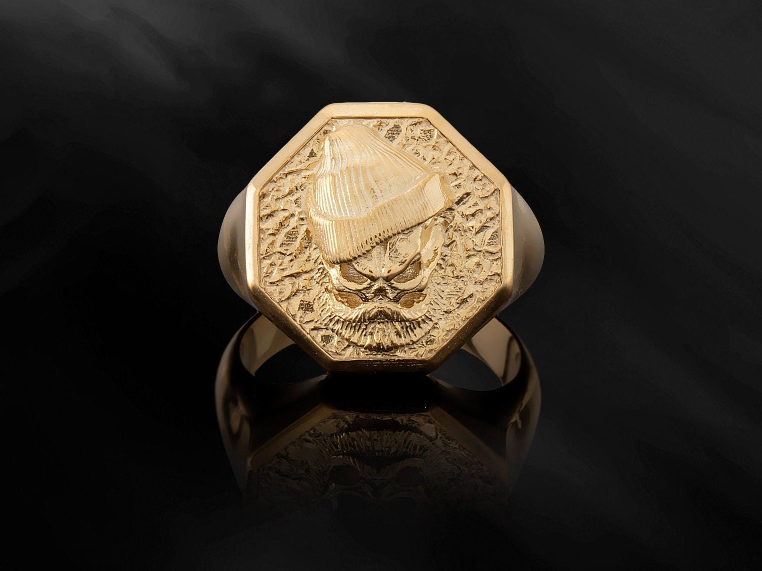 10K Solid Gold Skull Ring For Man, Statement Skull Rings, Mens Gold Jewelry, Unique Skull Rings, Gift For Men, Unique Gift For Father's Day
