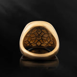 18K Gold Signet Master Mason Men Ring, Solid Gold Freemason Ring, Double Headed Masonic Eagle Ring, Mens Gift, Unique Gift For Father's Day