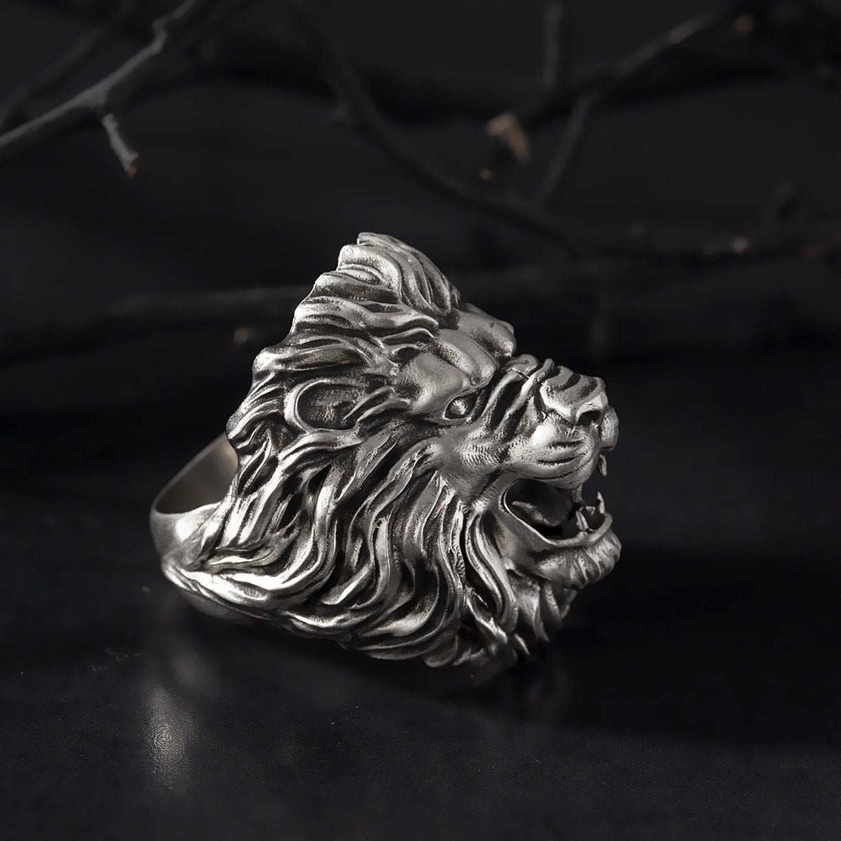 Silver Lion Rings, African Wild Lion Ring, Statement Rings For Men, Oxidized Animal Rings, Gift For Boyfriend, Unique Gift For Father's Day