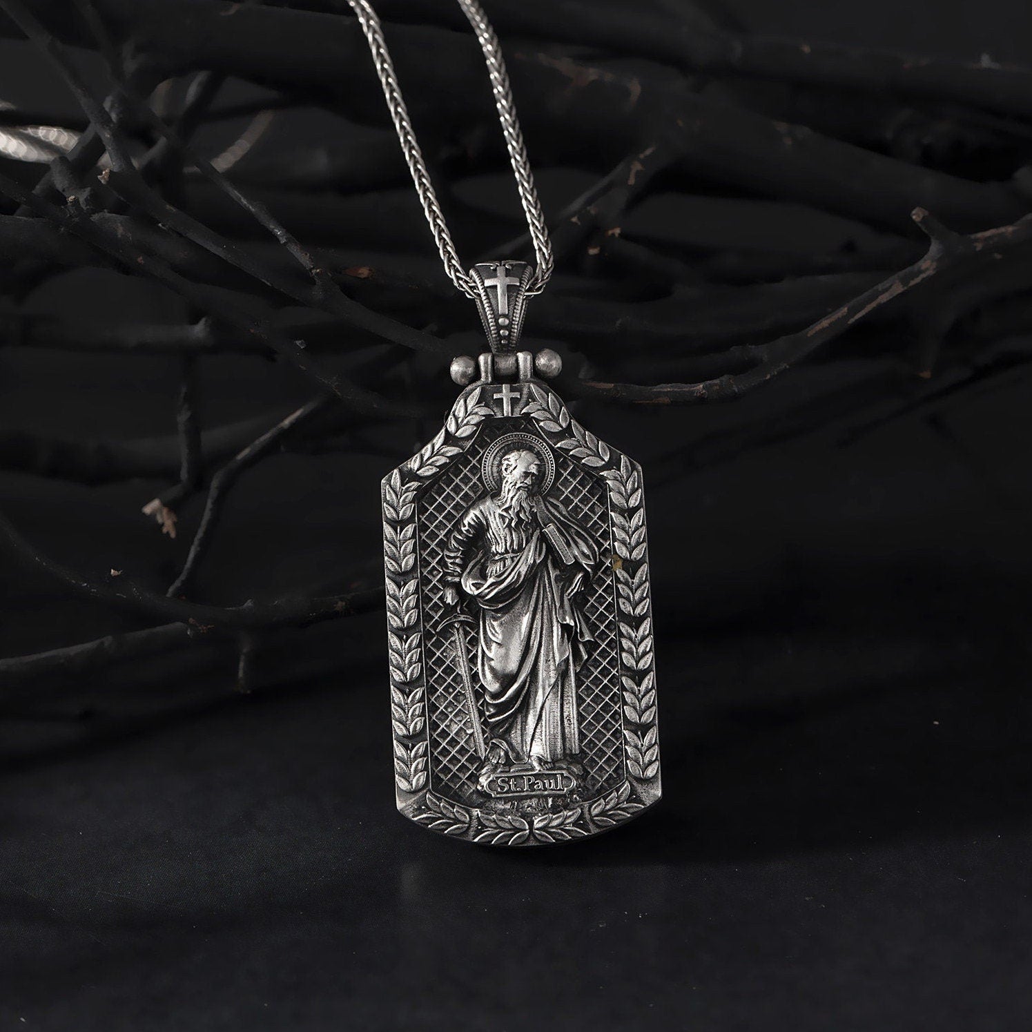 Saint Paul Baptist Necklace, Solid Silver Saint Paul Pendant, Religious Necklace For Men's, Christian Jewelry, Unique Gift For Father's Day
