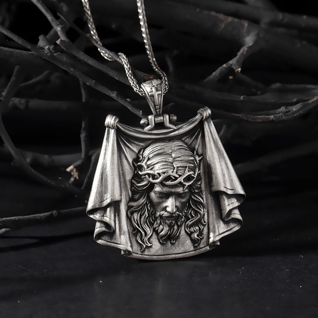 Sterling Silver Jesus Necklace For Men, Jesus Savior Pendant For Women, Unisex Religious Jewelry, Gift For Men, Unique Gift For Father's Day