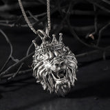 Solid Silver African Lion Necklaces, King Crowned Lion Man Pendant With Chain, Gift For Men, Gift For Fathers, Unique Gift For Father's Day