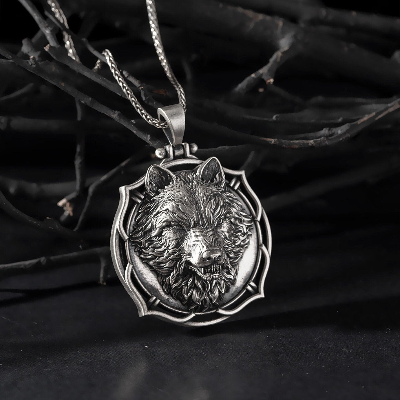 Wild Wolf Necklaces, Sterling Silver Wolf Pendants, Animal Necklace For Mens, Gift For Man, Gift For Father's, Unique Gift For Father's Day