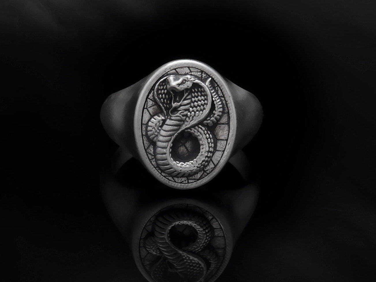 Sterling Silver Cobra Snake Ring, Men's Animal Statement Rings, Snake Rings, Gifts For Men, Gift For Fathers, Unique Gift For Father's Day