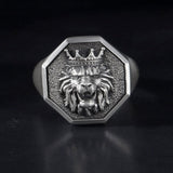 Handmade Silver Lion Statement Ring, Signet Lion Ring For Men, Gift For Fathers, Mens Jewelry, Lion Head Ring, Unique Gift For Father's Day