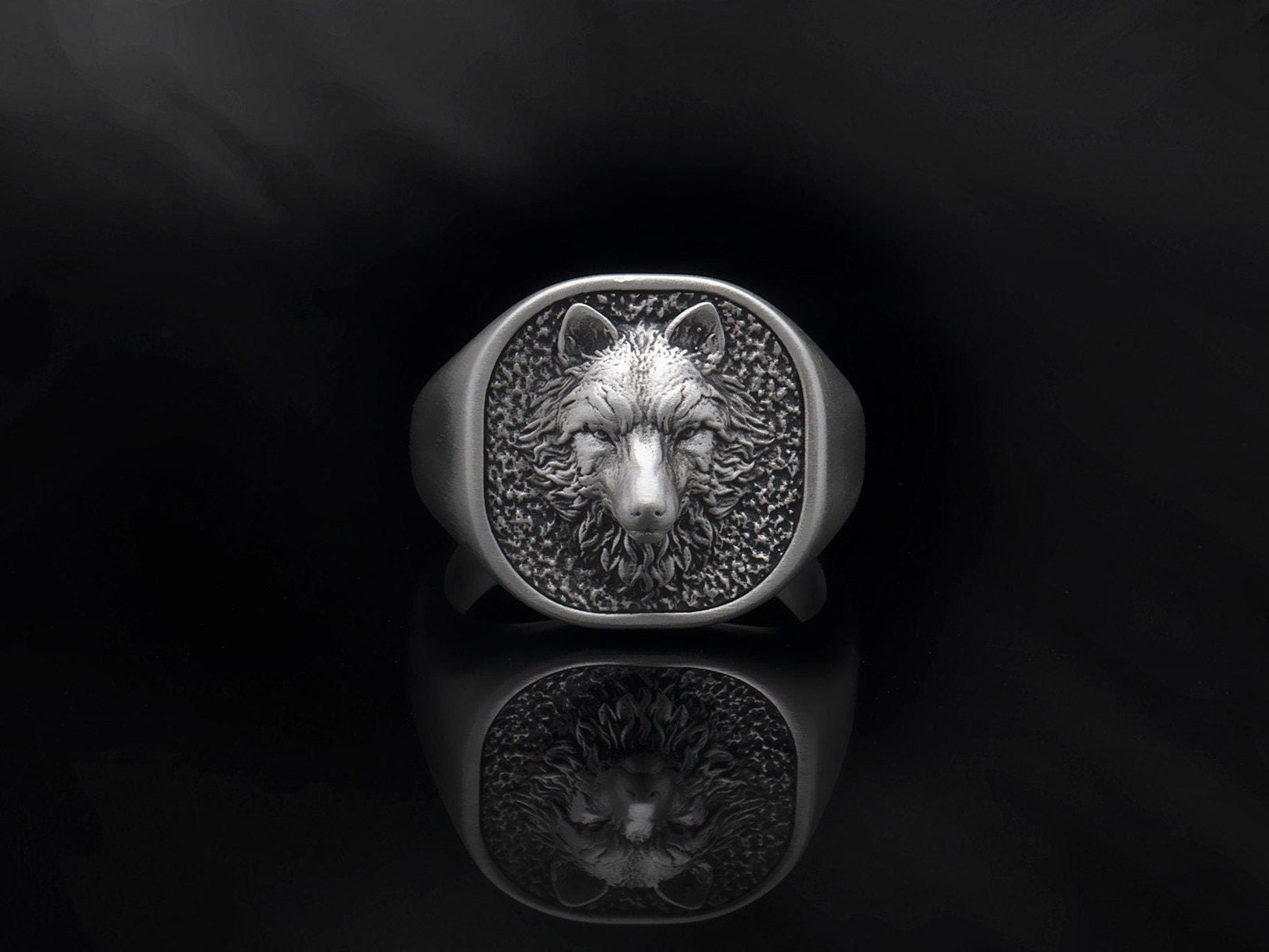 Sterling Silver Wolf Rings, Alpha Wolf Ring For Men, Animal Statement Rings, Signet Ring, Gift for Boyfriends, Unique Gift For Father's Day