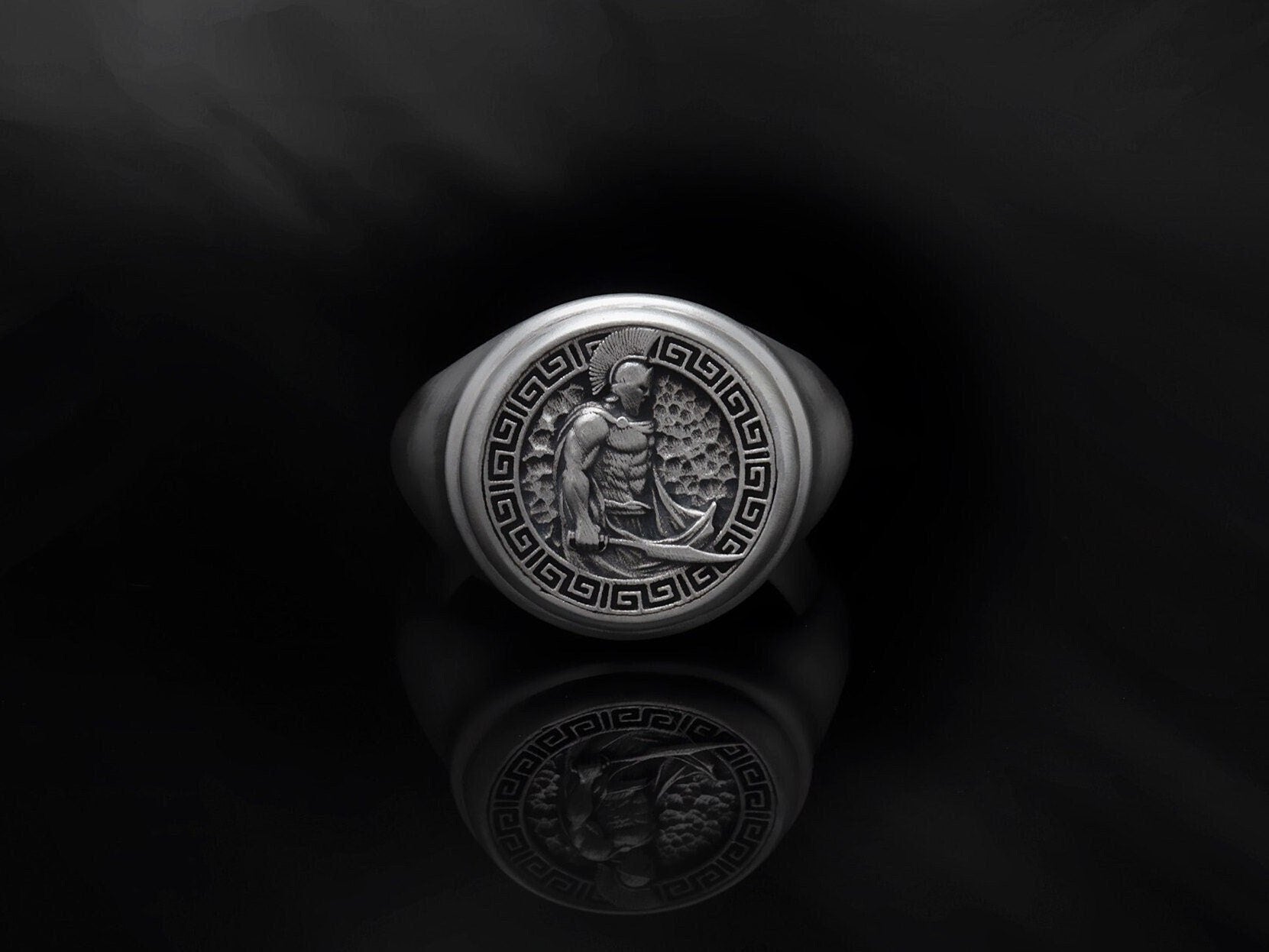 Silver Greek Warrior Ring, Spartan Leonidas Ring, Statement Rings For Men, Mens Jewelry, Gifts For Boyfriends, Unique Gift For Father's Day