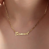 Custom Name Necklace with Figaro Chain