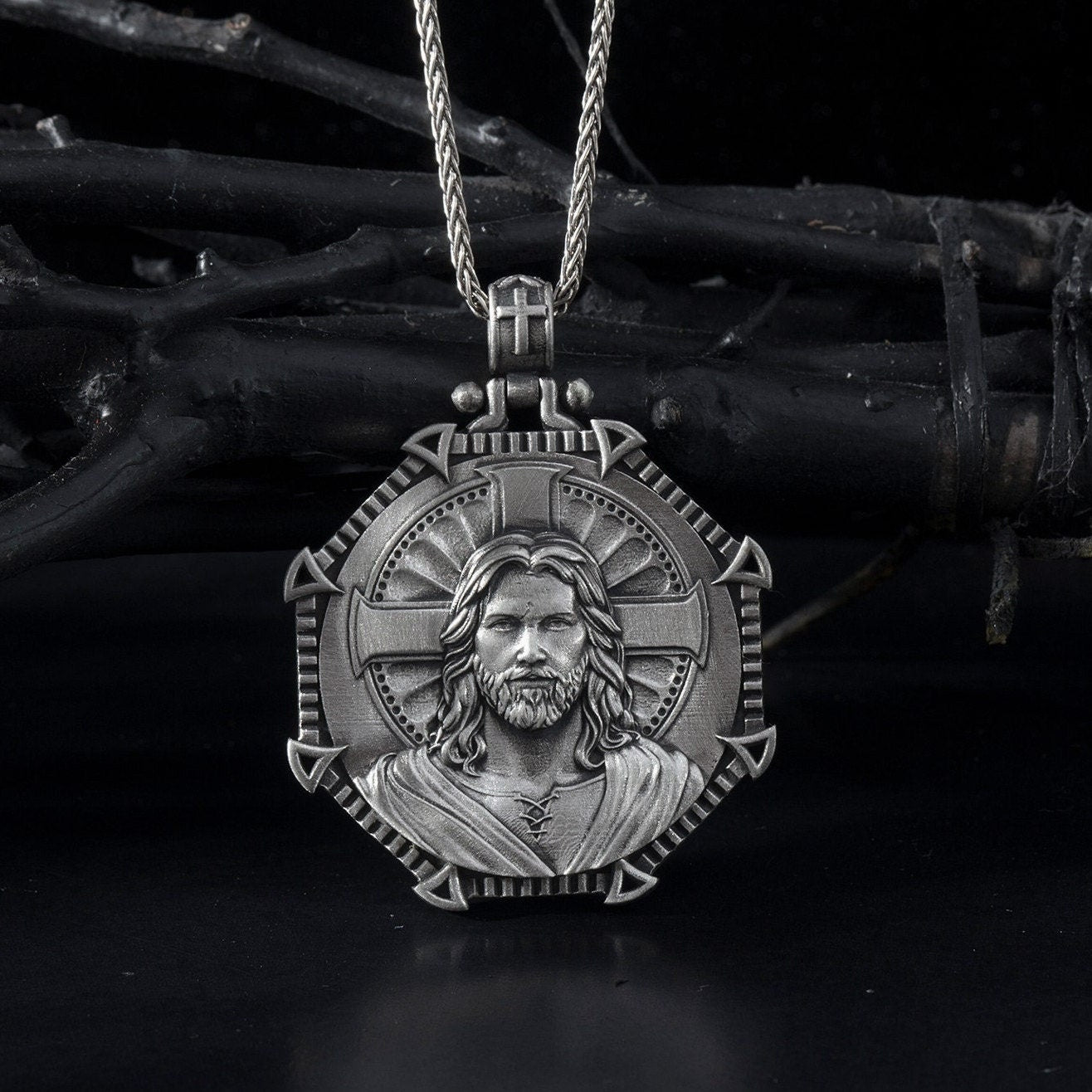 Sterling Silver Cross Necklaces For Men, Jesus Crucifix Necklaces For Women, Religious Jewelry, Birthday Gifts, Unique Gift For Father's Day